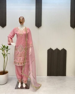 ABITO DA SPOSA INDIANO DESIGNER NUOVO SALWAR KAMEEZ BOLLYWOOD FESTA PAKISTANA - Foto 1 di 8