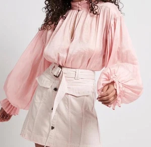 Aje "Grove"  linen & silk blend  long sleeve blouse in rose water size UK6 - Picture 1 of 13