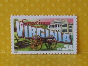 Estampilla postal vintage de Estados Unidos "Saludos desde Virginia" 34c - No. 3606 - Imagen 1 de 1