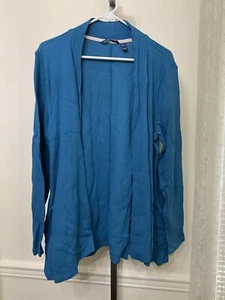 Isaac Mizrahi Live! Women's Top Sz L Waffle Knit Topper Blue A459726 - Picture 1 of 4