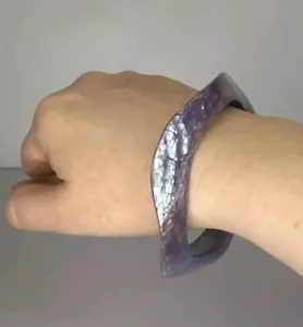 Lee Sands Lilac Mosaic Mother of Pearl Bangle Bracelet In Original Box * 9cm - Picture 1 of 13