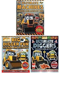 NEW x 3 ULTIMATE MY FIRST JCB with 2600 STICKERS Diggers Digger fun Machines - Picture 1 of 1