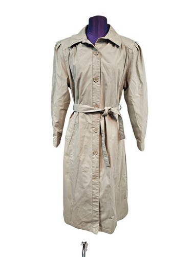 VETEMENTS Trench lungo vintage Saxton Hall neutro leggero a sacco taglia 14 donna B21