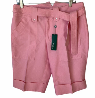 Pantalones Cortos de Golf Bobby Jones Para Mujer Rosa Algodón/Poliéster Bermudas con Puños 12" Entrepierna Talla 8 Foto 1 de 4