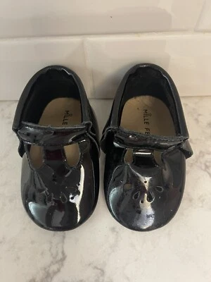 Zapatos para bebé niña Mille Feuille 6-12 meses charol negro Mary Janes Foto 1 de 4