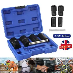 1/2" Locking Wheel Nut Remover Set Stud Bolt Impact Twist Socket Extractor Tool - Picture 1 of 12