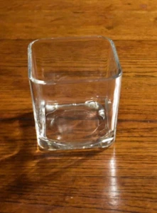 Square Cube 3.5" Clear Heavy Glass Candle Holder or Vase - Picture 1 of 2