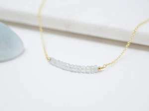 Collar Hecho a Mano Azul Piedra Preciosa Piedra Lunar Cuentas Plateada Cadena Barra - Imagen 1 de 6