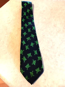 Lakeside Apparel Necktie Black with Green Frogs - Picture 1 of 5
