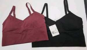 2er Set Forever 21 Spaghettiriemen beschnittene BURGUND und schwarz Gr. 0X/1X - Bild 1 von 12