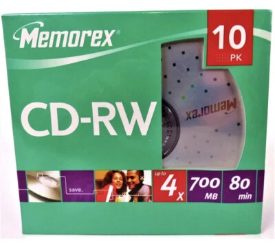 Memorex CD-RW 4X 80 Min 700 MB Rewritable Compact Disc with Jewel Cases New - Image 1 of 4