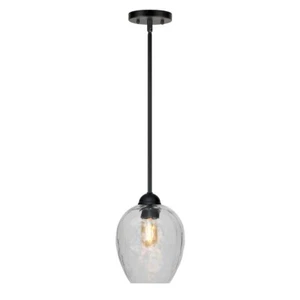 Forte Lighting Olivia 1 Light Mini Pendant, Black/Clear Hammered - 2755-01-04 - Picture 1 of 1