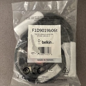 NEW Belkin F1D9019B06T TAA DP/USB/AUD SKVM CBL DP M/M; USB A/B 6' - 6 ft - Picture 1 of 2