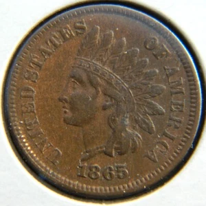 1865 - INCREDIBLE CONDITION - AU + INDIAN HEAD CENT - GREASE FILL ERROR REVERSE - Picture 1 of 2