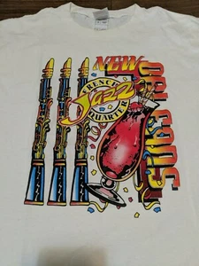 New Orleans Louisiana White L T-shirt Size Large French Quarter Jazz - Picture 1 of 5