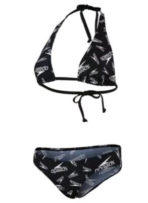 Speedo All Over Spell Out Print Bikini Size 12 34" Black White - Image 1 of 4