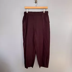 EILEEN FISHER tencel & linen slub pants in clove size M Medium Pull On Casual - Picture 1 of 5