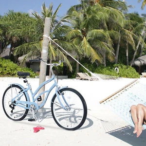 7 Speed 26 In Beach Cruiser Bike Bicycles Front+ Rear V brakes steel frame Blue - Picture 1 of 5