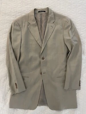 ARMANI COLLEZIONI Made in Italy Notch Lapel Linen Blend Khaki Jacket Size 40 R - Image 1 of 4