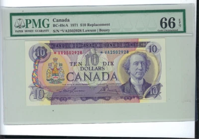 1971 $10 Dollar BC-49cA SN# *VA 2502928PMG GEM-66 EPQ - Image 1 of 2