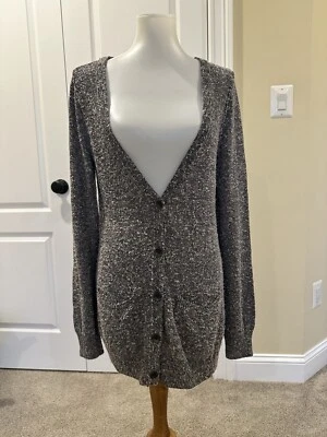 RAG & BONE Gray Silk Blend V Neck Long Sleeve Cardigan Top M - Image 1 of 4