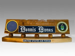 Military Desk Solid Kiln Dried Mahogany Wood Handmade Name Stand - Picture 1 of 6