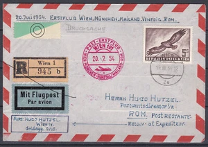 Prachtvoller Erstflugbrief Wien - Rom mit 5S Vögel frankiert Reco, Flugpost - Picture 1 of 3