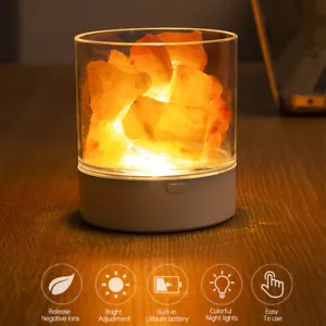 Natural Himalayan Salt Lamp Colour Changing LED Crystal Salt Light Ioniser USB - Picture 1 of 12