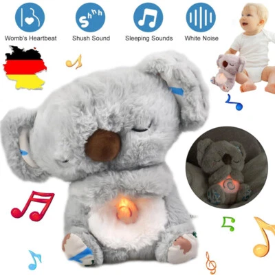 MARKENLOS Plüsch Schlummer Koala Beruhigender Koala Spielzeug mit Atembewegung Musik Licht