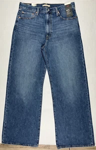 Jeans Levi's Premium costina gamba larga super alta blu nuovo con etichette donna taglia 33x34 - Foto 1 di 20