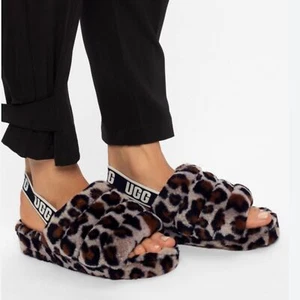 UGG Fluff Yeah Leopard Print Slides size 7 woman - Picture 1 of 10