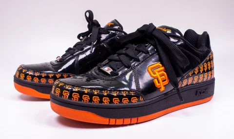 Reebok San Francisco Giants Mens Patent Leather Sneakers Sz 8 SF Baseball MLB Cover