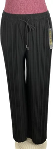 New Mix Women's Pants Wide Leg Pleated Black One Size - Picture 1 of 3