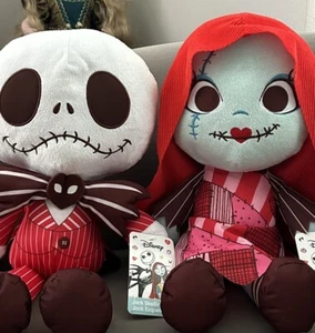 Jack Skellington Sally Valentines Day Plush Set Nightmare Before Christmas Sally - Picture 1 of 12
