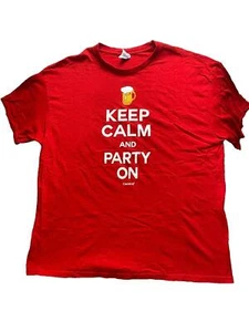 VTG Keep Calm Shirt Adult 2XL XXL Red Carnival Party On Cruise Beer Mug 90s Mens - Picture 1 of 8