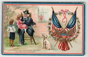 Postcard Vintage Patriotic Tuck No. 158 Decoration Day They Fought Like Heroes - Picture 1 of 3