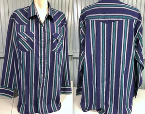 Camisa de vaquero para hombre Ely Cattleman verde/azul a rayas occidental a presión XXL - Imagen 1 de 7