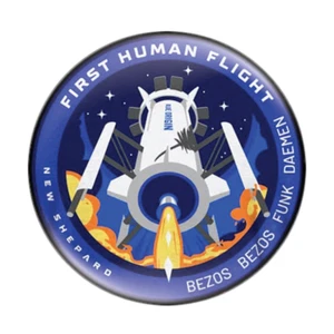 New Shepard Button Badge First Human Flight 58mm (2.25") Blue Origin Patch - Picture 1 of 2
