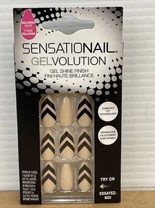 Sensationail Gelvolution Glue On Nails. Chevron Ballerina Shape. - Picture 1 of 2