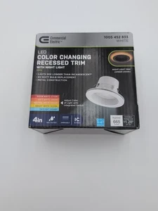 Commercial Electric 4 in. LED Recessed Trim Downlight W Night Light Amber 2000k - Picture 1 of 4