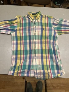 Vtg Ralph Lauren Polo Button Up Shirt Womens Sz 18 Multicolor Plaid 80s - Picture 1 of 13