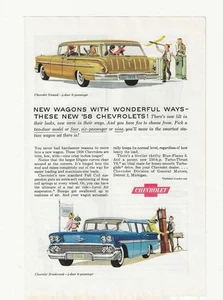 Vintage Magazine Advertisement for 1958 Chevrolet Nomad and Brookwood - Picture 1 of 1