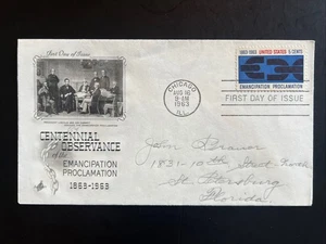 1233 Emancipation Proclamation Centennial FDC Art Craft Aug 16, 1963 Chicago IL - Picture 1 of 2