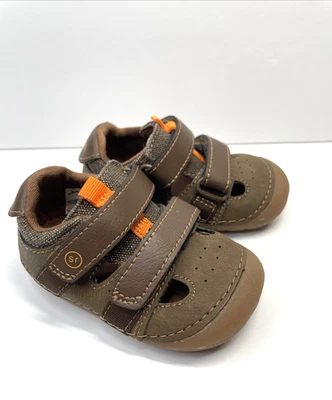 Stride Rite Boys Brown Leather Sneaker Elijah Training Walking Shoes Size 3.5W - Image 1 of 4