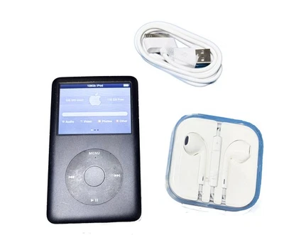 iPod Classic 6th Gen Black A1238 128Gb SSD New Battery / Screen / Cable / Earpod - image 1 of 4