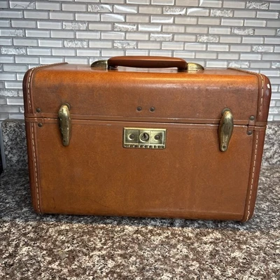 Vintage Samsonite Train Case Streamlite Hard Side Suitcase Brown Luggage - Image 1 of 4