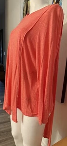 DG2 Diane Gilman 3X koralle orange Strick asymmetrisch Lagenlook Tunika Top, Neu mit Etikett - Bild 1 von 15
