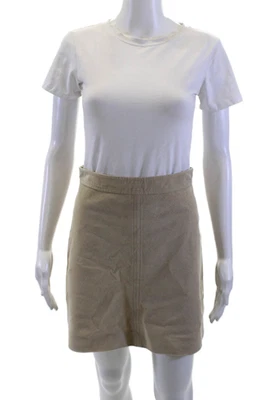 Женская трапециевидная мини-юбка Vanessa Bruno бежевая в елочку хлопок размер S - Изображение 1 из 4