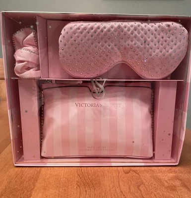 Victoria's Secret Bling Heritage Estuche a Rayas Máscara Scrunchie para Dormir Nueva Caja Abierta Foto 1 de 4