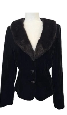 Abrigo de terciopelo y piel real Neiman Marcus Foto 1 de 4